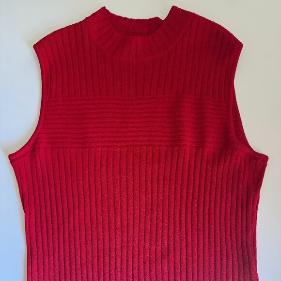 St. John Sport Designer Cable Knit Sleeveless Turtleneck Sweater Size XL Vintage - Picture 1 of 6